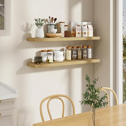 48"W x 9.3"D Floating Shelves for Wall, Wall Mounted Bathroom Shelves 1 Pack Deep Floating Shelf for Bedroom Kitchen Living Room, Rustic Wooden Wall Shelf with Invisible Bracket for Books Decor