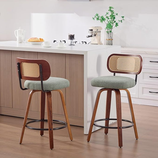 Modern Dining Chairs, Mid-Century Upholstered Kitchen Table and Chairs for Dining Room, Sturdy Stable Swivel Side Chairs with Easy Assembly for Kitchen Island, Bar, Counter or Living Room,Green-Foam-s