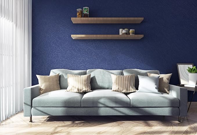 Safiyya Contact Paper Blue Silk Wallpaper Textured Peel and Stick Wallpaper Removable Embossed Self Adhesive Wall Paper for Walls Vinyl Rolls 17.3 inch X 78.7 inch