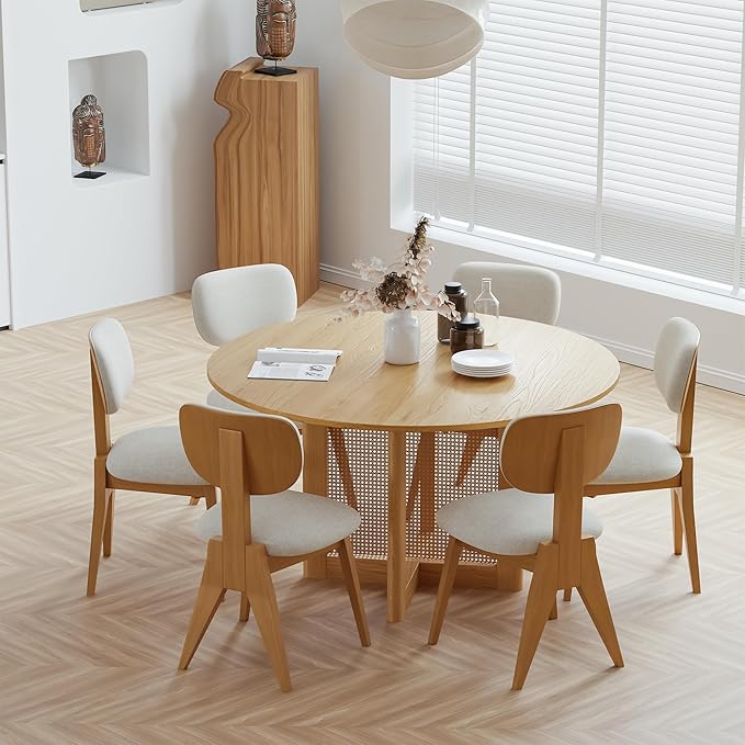 Casaphoria Set of 2 Dining Chairs, Modern Wooden Legs Side Chairs with Cushion, Compact Kitchen Chairs for Dining Table, Living Room, Reception, Easy Assembly Natural Finish