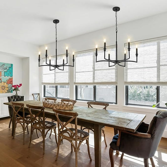 Black Chandelier Light Fixture 6-Light Chandelier for Dining Room Kitchen Chandeliers Over Table Candle Chandeliers for Kitchen Island, Bedroom, Foyer, 26in