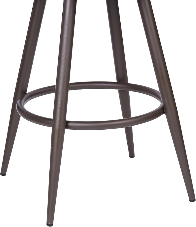 Armen Living Justin Modern Farmhouse 26" Seat Height Swivel Vintage Brown Faux Leather Bar Stool with Brown Metal Legs for Kitchen Island Counter, Set of 2