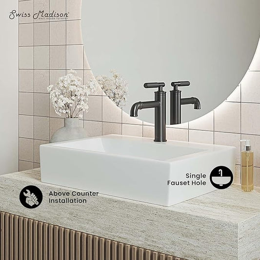 Claire 20 Rectangle Ceramic Vessel Sink, Matte White