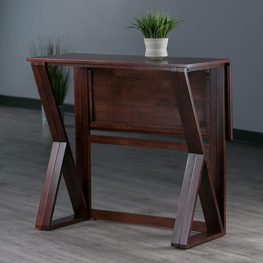 Winsome Wood Harrington Drop Leaf High Table, Antique Walnut