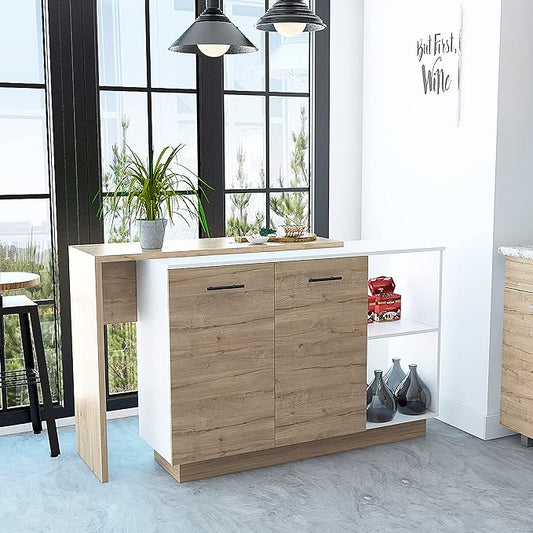 GOWE Kitchen Island Ohio, Kitchen, White/Light Oak