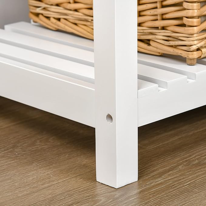 HOMCOM Sideboard Buffet Cabinet with Storage, Modern Coffee Bar Cabinet with 4 Drawers and Slatted Bottom Shelf, Console Table for Kitchen, Living Room, Dining Room, Hallway, White