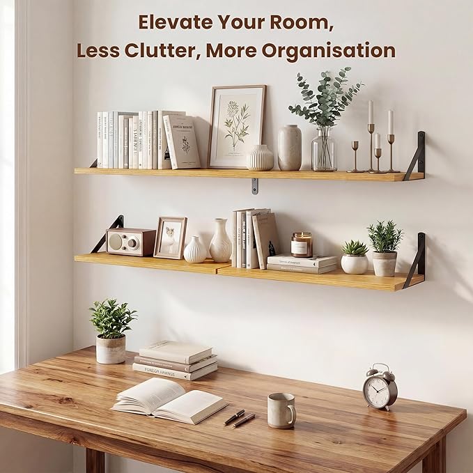 Axeman 20 Inch Floating Shelves | 8 Inch Deep Oak Wall Shelves Set of 2 | 20''W x 8''D Rustic Oak Shelves for Bathroom Living Room Bedroom Kitchen
