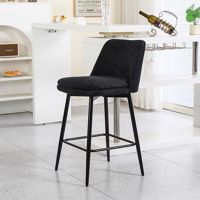 Modern Dining Chairs,Set of 2,Sturdy and Stylish,Simple Natural Design,Swivel Bar Stools with Back,Versatile Use in Kitchen Island Pub,Applicable to Front Porch,Garden,Patio,Reception Room,Black-Line