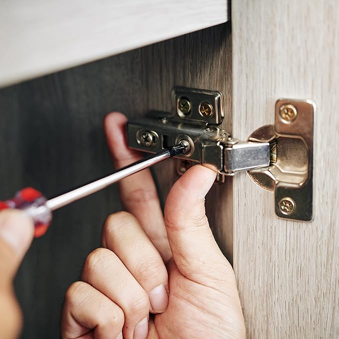 DecoBasics Inset Soft Close Cabinet Hinges for Kitchen Cabinets (60 Pcs)-105° Frameless Concealed Cabinet Door Hinge -6 Way Adjustability & Clip on Plate & Matching Screw for Easy Installation