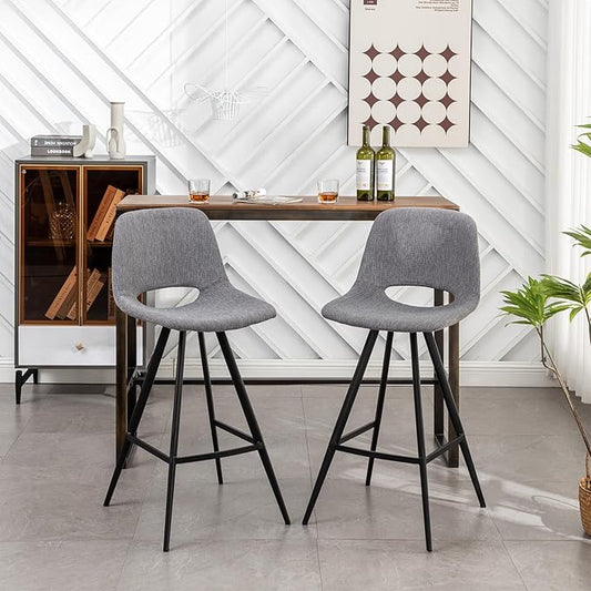 stools Adjustable Height Simple Assembly Metal 360 Degree Swivel Chairs of 2 for Dining Room Kitchen Island, Pub, (Grey 18.5" W x 20" D x 40.75" H)