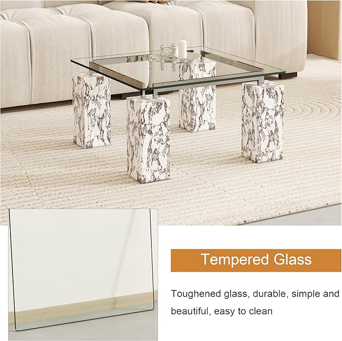 24"x24" Square Tempered Glass Table Top 1/4" Thick Flat Polish Eased Corners Side Table Replacement Clear Glass Tables Top for Living Room Patio Table Tops