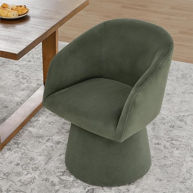 KISLOT Swivel Dining Chairs Modern Accent Armchair Side Deskchair for Diningroom Vanity Bedroom Livingroom Reading Room,Green,4 Box