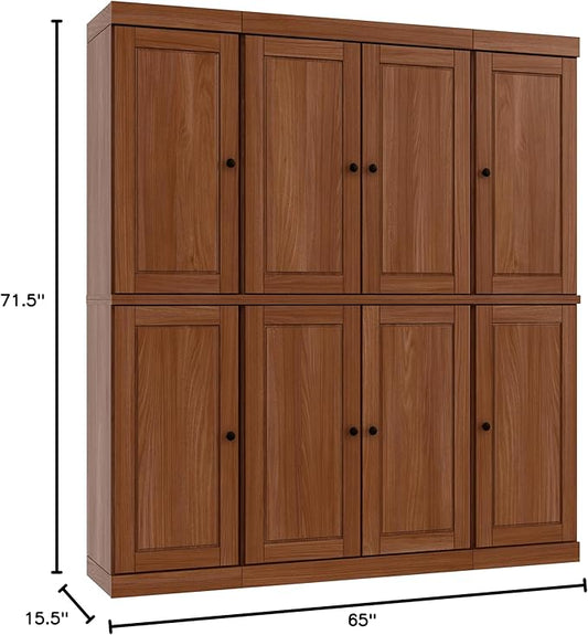 Palace Imports Solid Wood Storage Cabinet - 71.5" Tall, 65" Wide Freestanding Kitchen Pantry Cabinet with 2-Drawer Kit & Adjustable Shelves – Mocha, Renewable Eco-Friendly 100% Wood, Made in Brazil