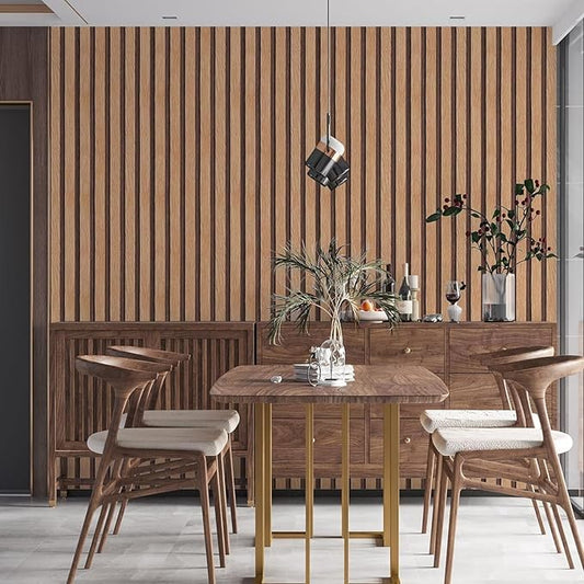 Yun-aeon Natural Wood Peel and Stick Wallpaper Wood Slats - 17.3"x 480" Tan Self-Adhesive Waterproof Vinyl Removable Wall Paper for Wall Decor Bedroom