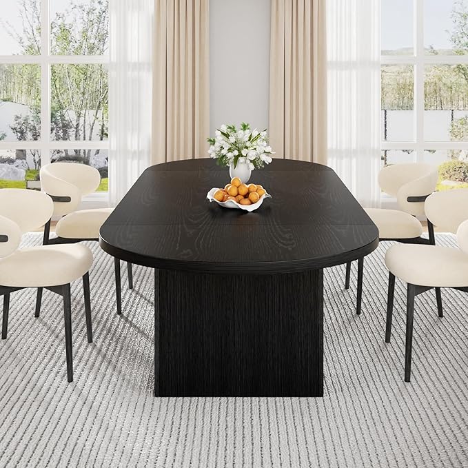 Jocoevol 78.7" Dining Table for 6 8 10, Modern Dining Room Table with Storage, Wood Kitchen Table with Heavy Duty Legs, Dinner Tables for Kitchen Dining Room (Black)