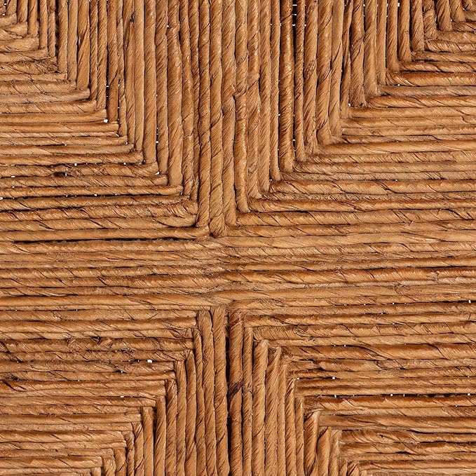 Bali & pari Pava Woven Seagrass Counter Stool - Solid Mahogany Wood Stool with Textured Back, Coastal Boho Seating for Kitchen Island, Counter Height