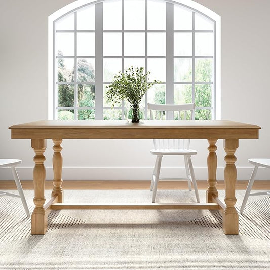Bush Home 67-Inch Dining Table for 4-6 People, Squire Trestle Farmhouse Rectangular Wood Dining Room Table, Kitchen, Living Room, Sterling Dining Collection, Natural Honey Brown
