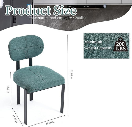 Set of 6 Modern Boucle Dining Chairs, Mid-Century Upholstered Chairs with Black Metal Legs, Ideal for Dining Room, Kitchen Island, Living Room, Bedroom, Home Office, Antique Green