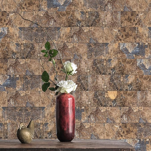 Art3d 10-Sheet Peel and Stick Backsplash PVC Wall Tile, Stickon Tile for Kitchen Backplash, Bathroom Vanities, Fireplace Decor, Laundry Table, Stair Decals in Rust Slate, Plastic-Sheets