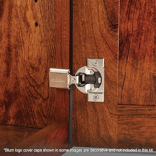 Blum Compact BLUMOTION Hinge (3 Kits), 1/2" Overlay, 105° Opening Angle, Steel, Integrated Soft-Close Hinges for Face Frame Cabinets
