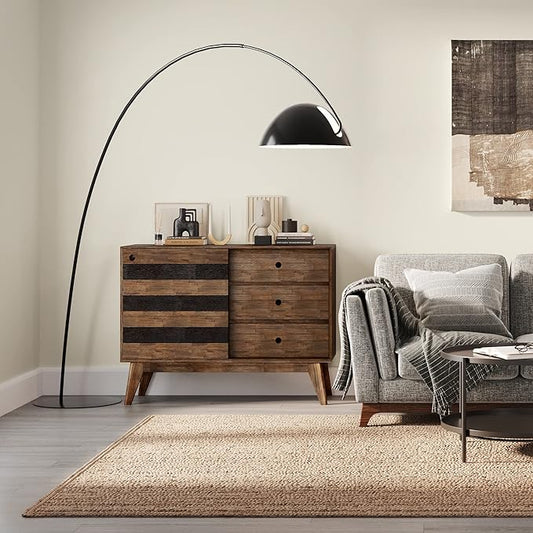 SIMPLIHOME Clarkson Storage Cabinet - 48 inch Wide Solid Acacia Wood Medium Cabinet in Rustic Natural Aged Brown, Contemporary Sideboard for Living Room with 3 Drawers and Adjustable Shelves