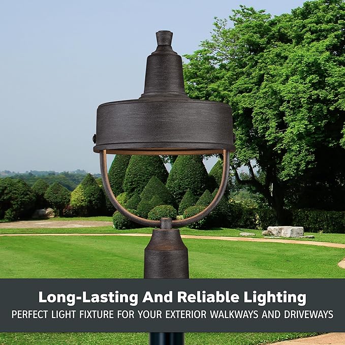 DESIGNERS FOUNTAIN 33146-WP Portland-DS Outdoor Post Lantern, Weathered Pewter