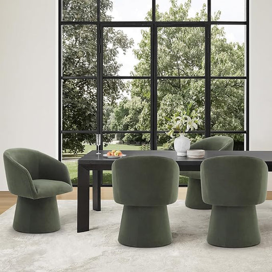 KISLOT Swivel Dining Chairs Modern Accent Armchair Side Deskchair for Diningroom Vanity Bedroom Livingroom Reading Room,Green,4 Box