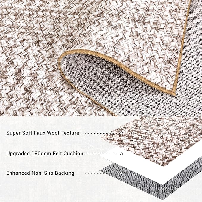 Printed Runner Rugs for Hallway 2x8 Rug Kitchen Rugs Non Slip Washable Modern Rug Soft Hallway Runner Contemporary Low Pile Area Rug for Living Room Bedroom Decor Nursery Rug, Beige/Grey