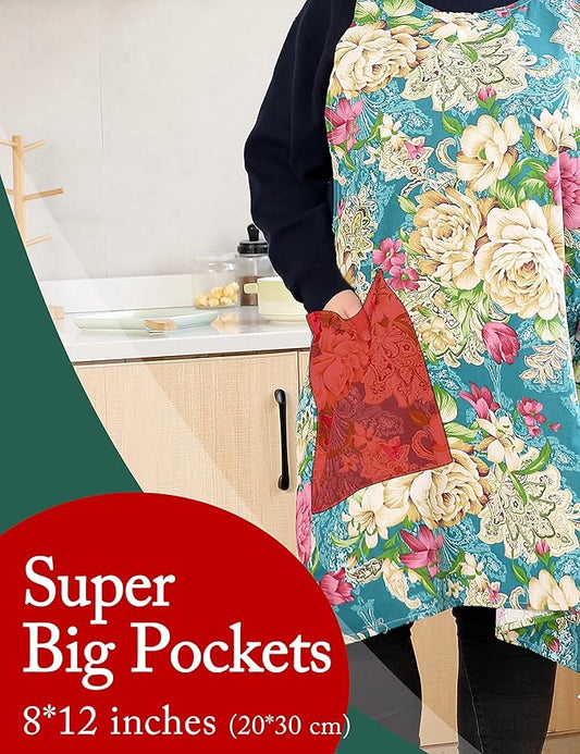 Big Plus Size Aprons for Women with Pockets Cotton Linen Baking Kitchen Cooking