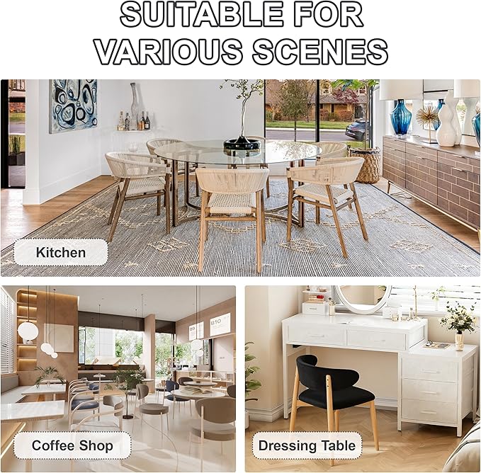 Upholstered Dining Chairs Set of 2, Velvet Fabric Kitchen & Dining Room Chairs with Solid Wood Legs, Modern Armless Side Chairs for Kitchen Island, Living Room, Restaurant (Black, Set of 2)