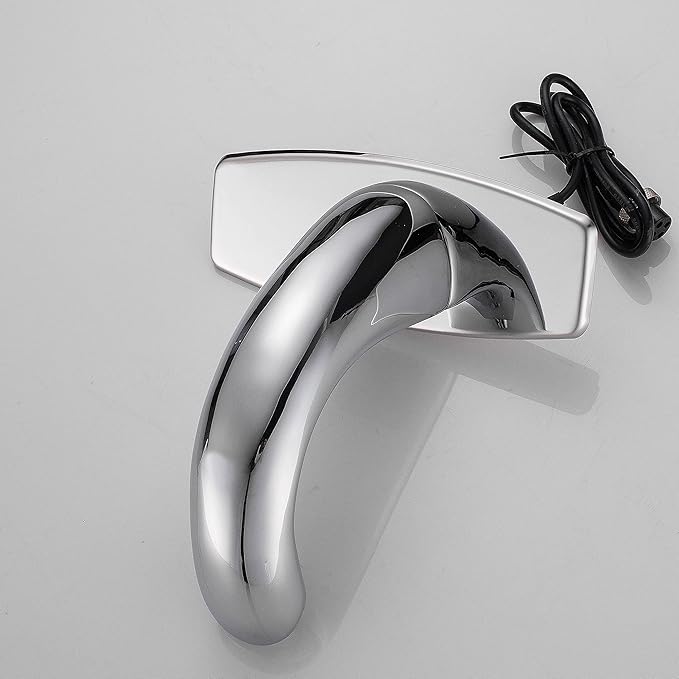 Automatic Touchless Bathroom Sink Faucet Commercial Sensor Motion Activated Hands Free Basin Auto Tap with Deck Cover Plate Battery Operated Temperature Valve Water Saving Modern Stylish(Chrome)