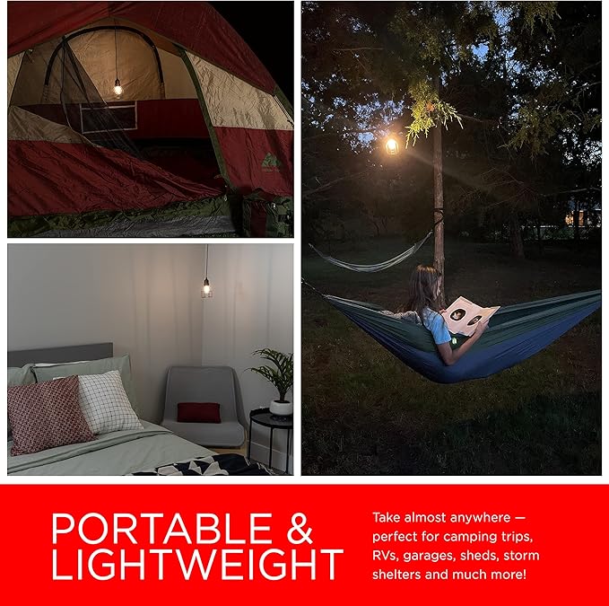 UltraPro USB LED Pendant Light with Cage, Hanging Light Fixture, Lightweight, Vintage Farmhouse Style, Camping, Garage, Shed, Storm Shelter and More, 61747