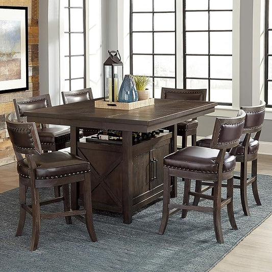 Lexicon Palladium Counter Height Dining Chair (Set of 2), Cherry/Espresso
