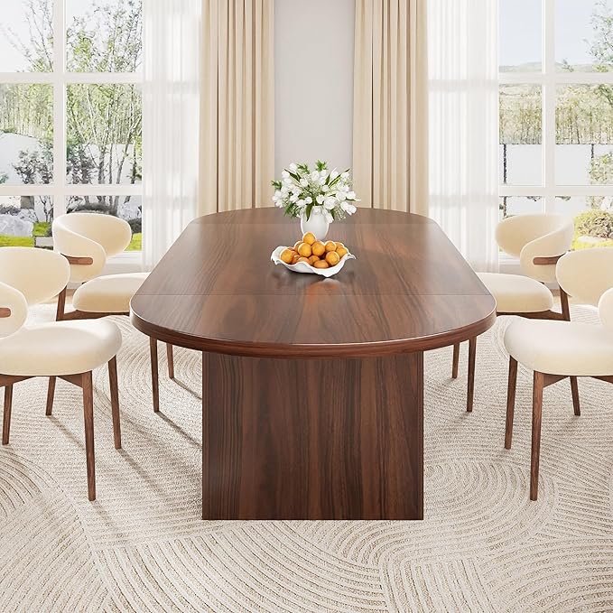 Jocoevol 78.7" Dining Table for 6 8 10, Modern Dining Room Table with Storage, Wood Kitchen Table with Heavy Duty Legs, Dinner Tables for Kitchen Dining Room (Walnut)