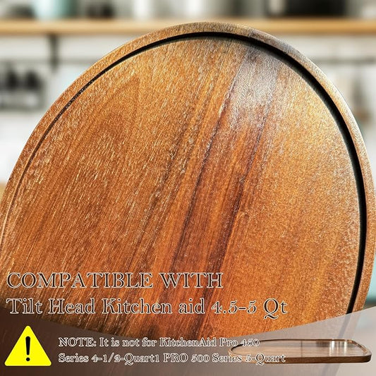Acacia Wood Mixer Slider Mat for Kitchen Aid 4.5-5 Qt Tilt-Head Stand Mixer Kitchen Appliance Slider Tray Countertop Storage Attachments