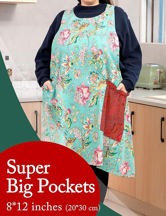 Big Plus Size Aprons for Women with Pockets Cotton Linen Baking Kitchen Cooking