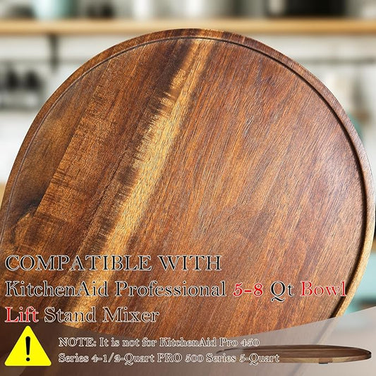 Acacia Wood Mixer Slider Mat for Kitchen Aid 5-8 Qt Tilt-Head Stand Mixer Kitchen Appliance Slider Tray Countertop Storage Attachments