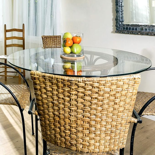 Round Clear Tempered Glass Table Top 48 Inch with 3/8 Inch Thick Flat Polished Edge Ideal for Tables Desks Workspaces and Outdoor Furniture by Fab Glass and Mirror