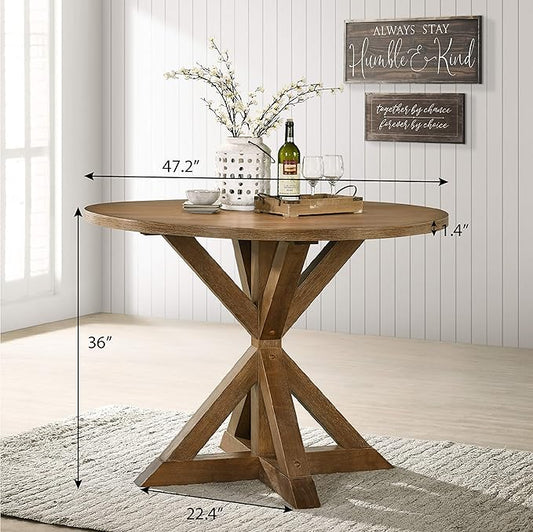 Cross-Buck Base Counter Height Table - Modern Farmhouse Dining Table for Kitchen Islands, Bars, and Casual Dining Areas