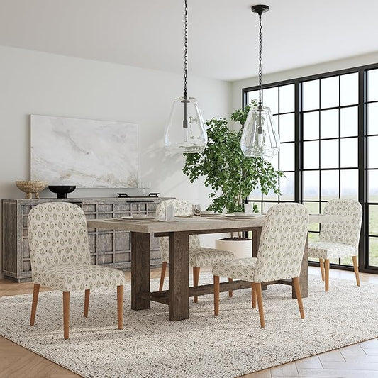 HomePop Rounded Back Upholstered Dining Chair - Sage Paisley Medallion (Single Pack)