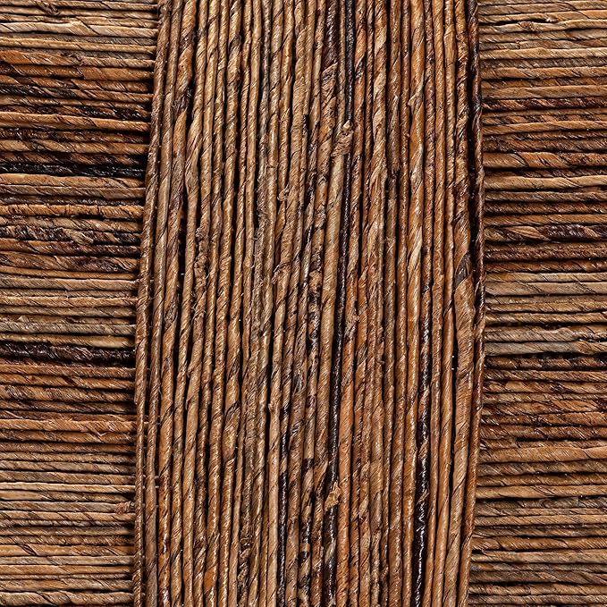 Bali & pari Chabela Handwoven Seagrass Armchairs - Solid Mango Wood Frame Dining Chair with Woven Seat and Backrest, Rustic Boho Style Kitchen or Dining Room Seating, Medium Brown