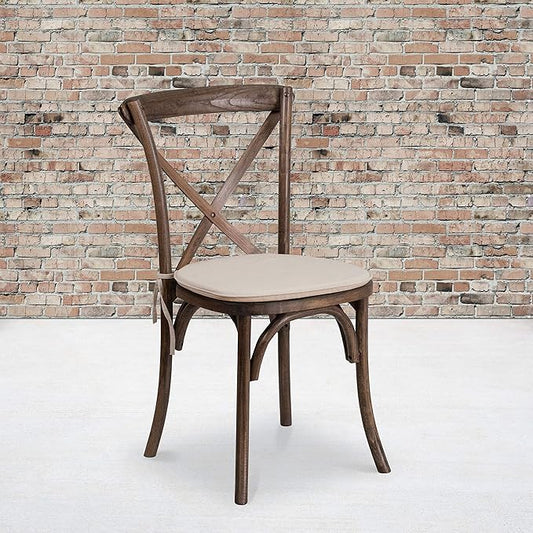 Flash Furniture HERCULES Series Stackable Early American Wood Cross Back Chair with Cushion