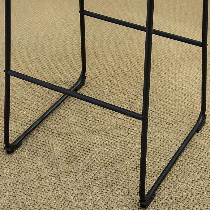 Modern Dining Chairs,Vintage PU Leather Counter Height Stools, Set of 2, Industrial Metal Frame Bar Stools for Kitchen Island,Comfortable & Durable,Everyday Use In Contemporary Settings,Brown-FauxLeat