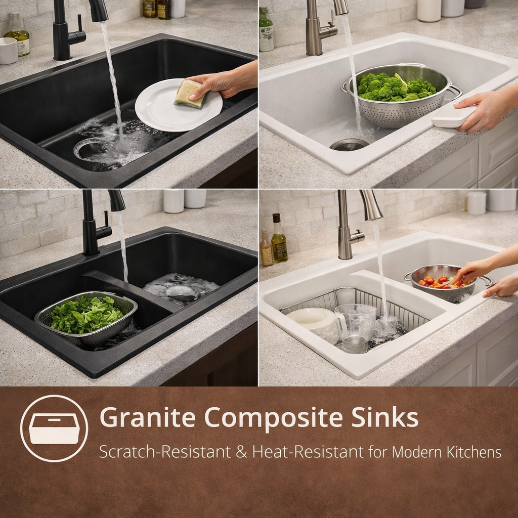 modern American kitchen with granite composite sink and contemporary faucet design