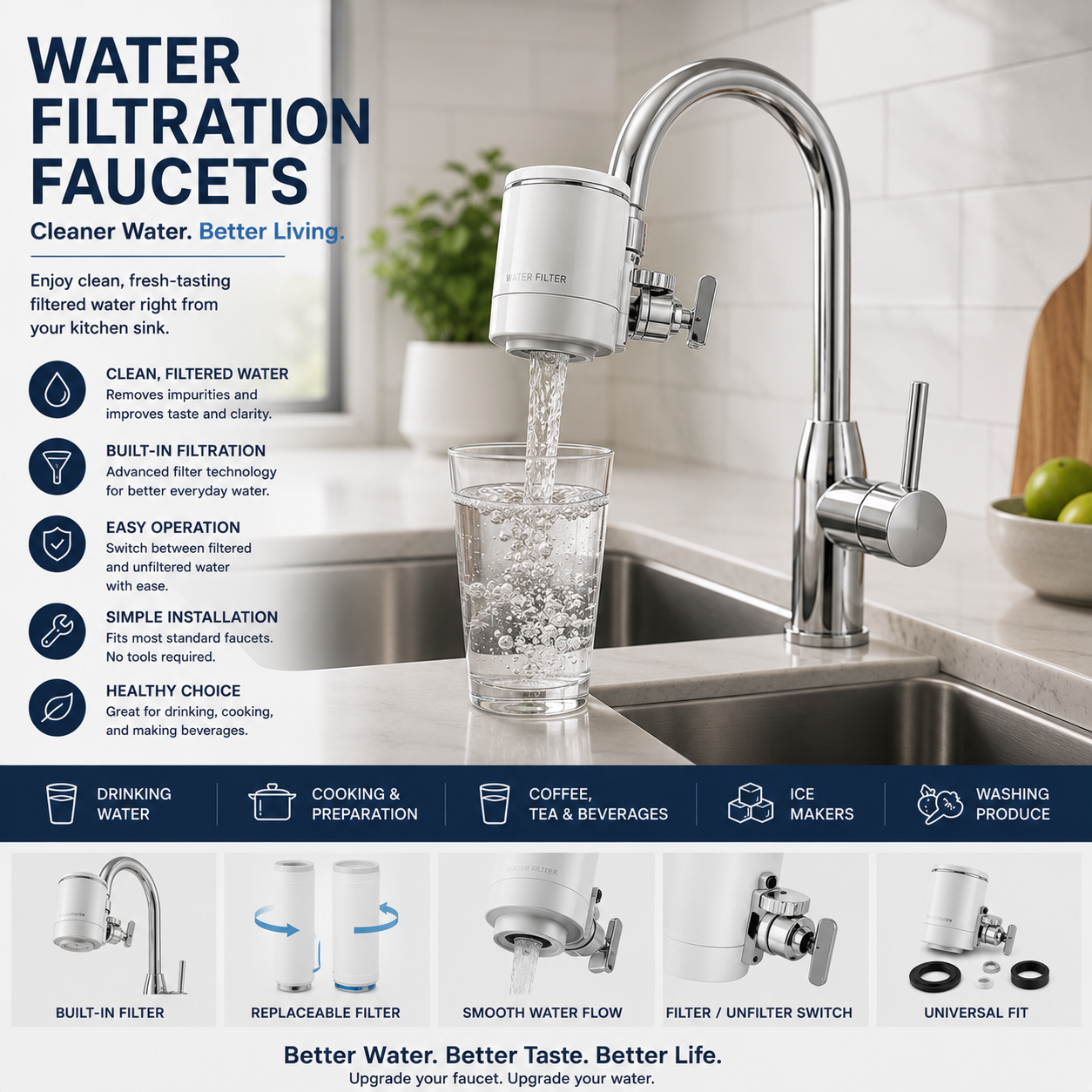 Modern Water Filtration Faucet For Clean Filtered Drinking Water