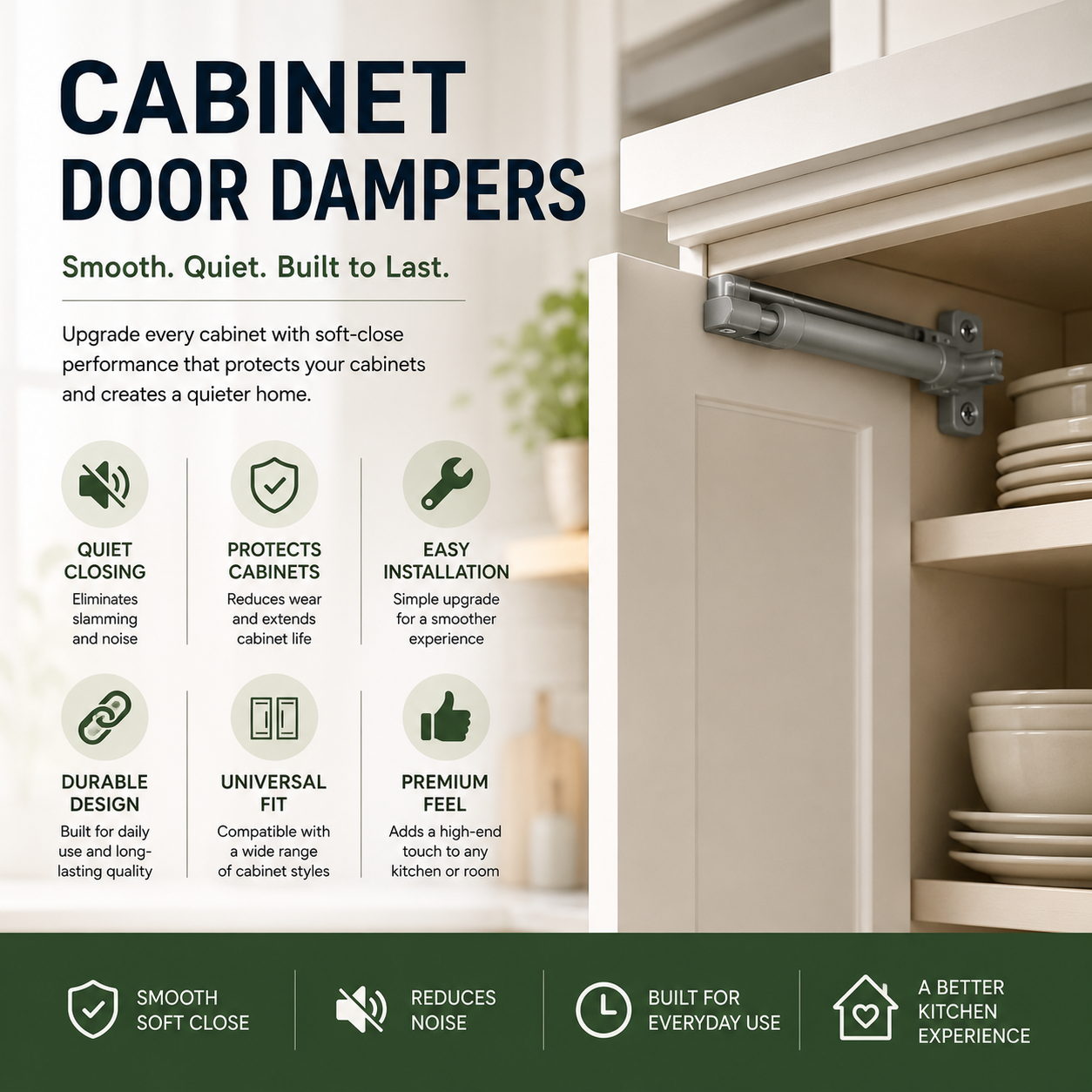 Soft Close Cabinet Door Dampers For Quiet Modern Kitchen Cabinets