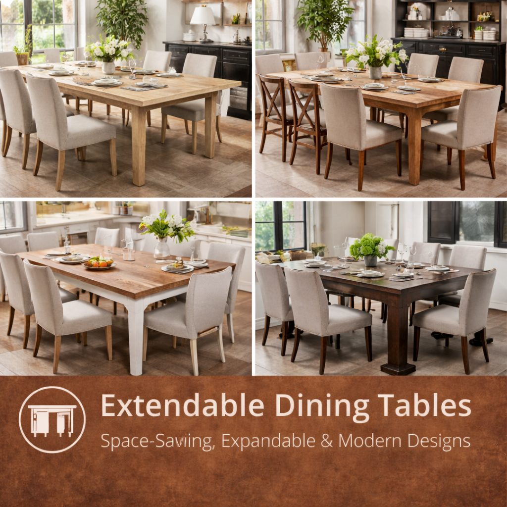 modern American dining room with extendable dining table expanding for guests
