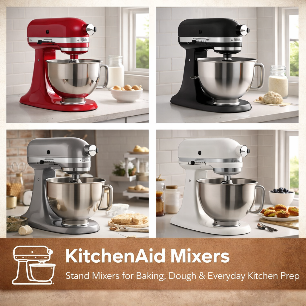 KitchenAid stand mixers for baking, dough mixing, and everyday kitchen prep