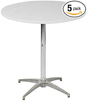Kwik-Covers 36" Round Fitted Plastic Table Covers, Bundle of 5 (White)