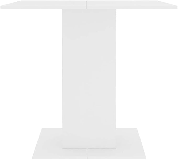 White Engineered Wood Dining Table, Modern Square Kitchen Dinner Table for 4 People, 31.5 Inch Matte Finish for Dining Room